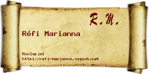 Réfi Marianna névjegykártya